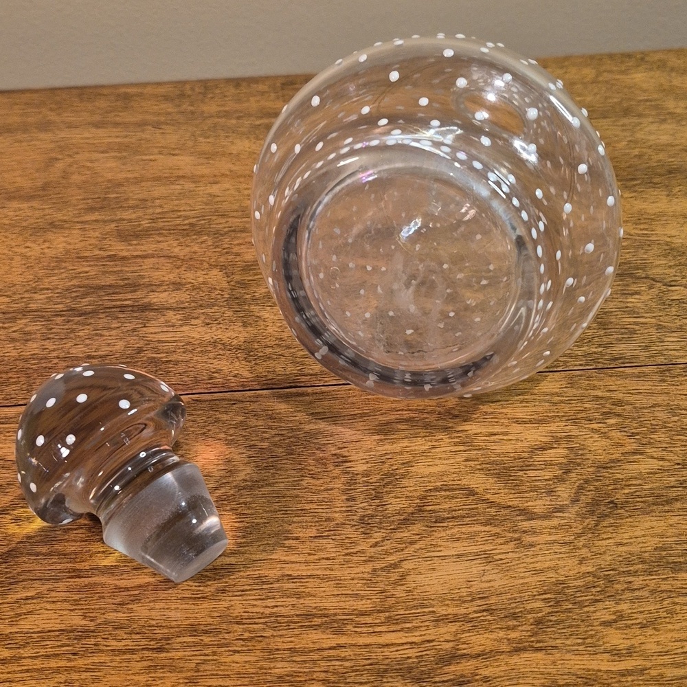 VINTAGE Unique Art Deco Clear Glass Polka Dot Decanter With Matching Stopper - Picture 8 of 16